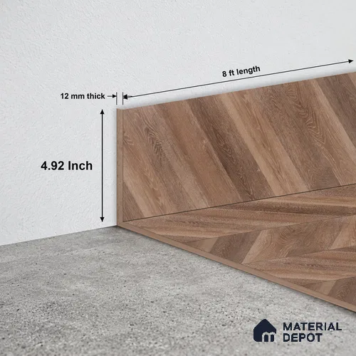 MDF Skirting Chevron PM 00452 J | 8 ft x 5 inch x 12 mm | Compatible for Laminate Wood Floor LF 00302 D | Clean Edge Cover for Floor-Wall Gap