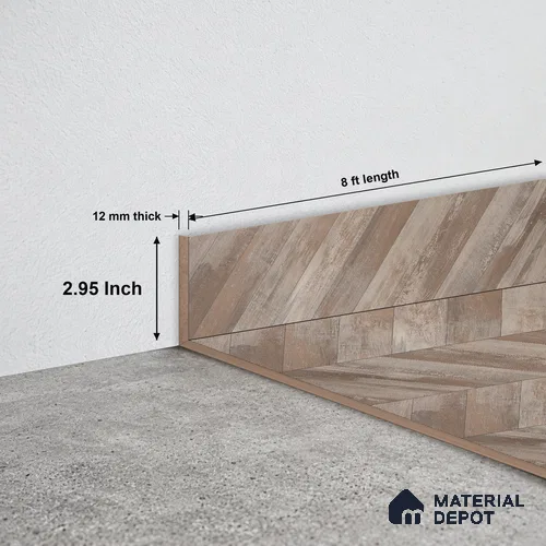 MDF Skirting Chevron PM 00453 F | 8 ft x 3 inch x 12 mm | Compatible for Laminate Wood Floor LF 00302 E | Clean Edge Cover for Floor-Wall Gap
