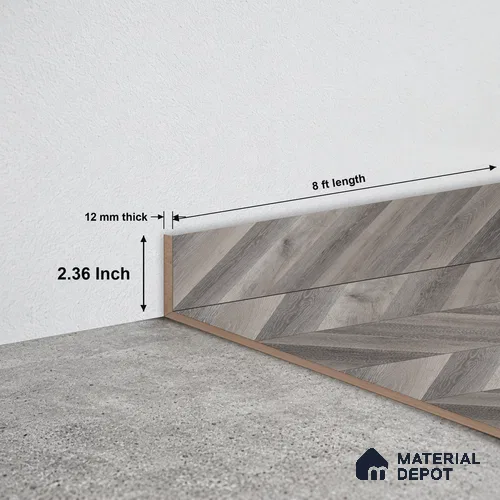 MDF Skirting Chevron PM 00449 E | 8 ft x 60 mm x 12 mm | Compatible for Laminate Wood Floor LF 00302 | Clean Edge Cover for Floor-Wall Gap