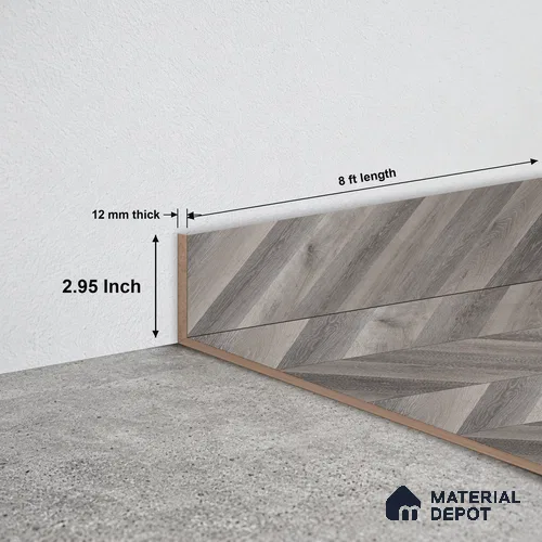 MDF Skirting Chevron PM 00449 F | 8 ft x 3 inch x 12 mm | Compatible for Laminate Wood Floor LF 00302 | Clean Edge Cover for Floor-Wall Gap
