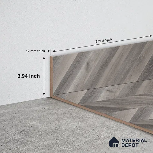 MDF Skirting Chevron PM 00449 H | 8 ft x 4 inch x 12 mm | Compatible for Laminate Wood Floor LF 00302 | Clean Edge Cover for Floor-Wall Gap