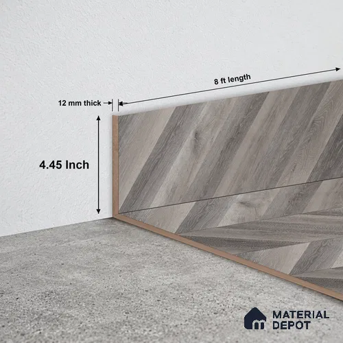 MDF Skirting Chevron PM 00449 I | 8 ft x 4.5 inch x 12 mm | Compatible for Laminate Wood Floor LF 00302 | Clean Edge Cover for Floor-Wall Gap