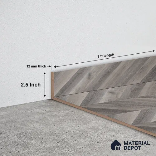 MDF Skirting TF 00467 D | 8 ft x 2.5 Inch | Compatible for Laminate Wood Floor LF 00302 | Clean Edge Cover for Floor-Wall Gap