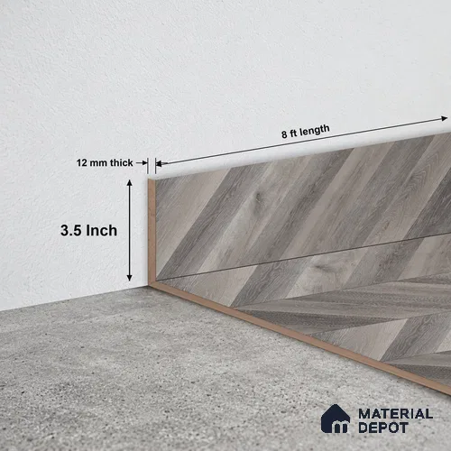 MDF Skirting TF 00467 F | 8 ft x 3.5 Inch | Compatible for Laminate Wood Floor LF 00302 | Clean Edge Cover for Floor-Wall Gap