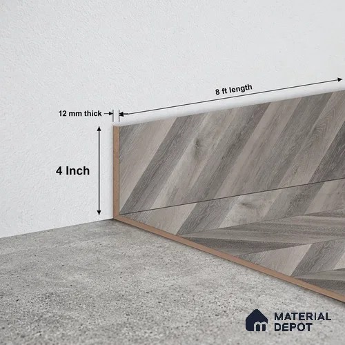MDF Skirting TF 00467 G | 8 ft x 4 Inch | Compatible for Laminate Wood Floor LF 00302 | Clean Edge Cover for Floor-Wall Gap