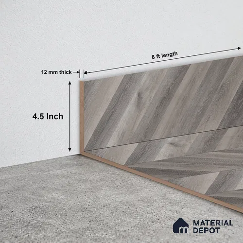 MDF Skirting TF 00467 H | 8 ft x 4.5 Inch | Compatible for Laminate Wood Floor LF 00302 | Clean Edge Cover for Floor-Wall Gap