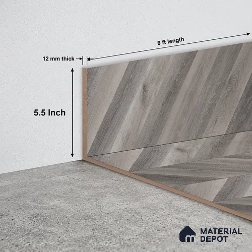 MDF Skirting TF 00467 J | 8 ft x 5.5 Inch | Compatible for Laminate Wood Floor LF 00302 | Clean Edge Cover for Floor-Wall Gap