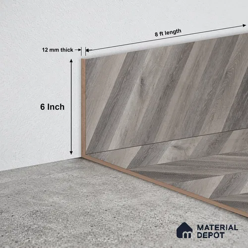MDF Skirting TF 00467 K | 8 ft x 6 Inch | Compatible for Laminate Wood Floor LF 00302 | Clean Edge Cover for Floor-Wall Gap