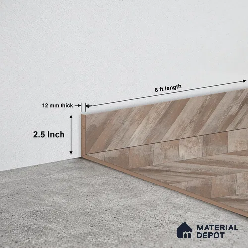 MDF Skirting TF 00468 D | 8 ft x 2.5 Inch | Compatible for Laminate Wood Floor LF 00302 E | Clean Edge Cover for Floor-Wall Gap