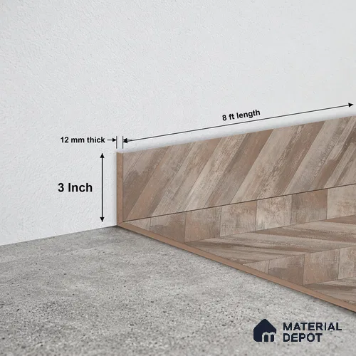 MDF Skirting TF 00468 E | 8 ft x 3 Inch | Compatible for Laminate Wood Floor LF 00302 E | Clean Edge Cover for Floor-Wall Gap