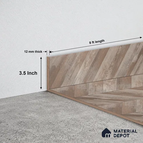 MDF Skirting TF 00468 F | 8 ft x 3.5 Inch | Compatible for Laminate Wood Floor LF 00302 E | Clean Edge Cover for Floor-Wall Gap