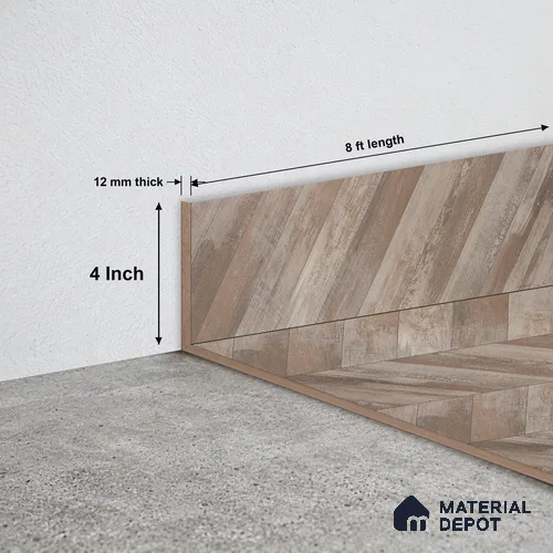 MDF Skirting TF 00468 G | 8 ft x 4 Inch | Compatible for Laminate Wood Floor LF 00302 E | Clean Edge Cover for Floor-Wall Gap