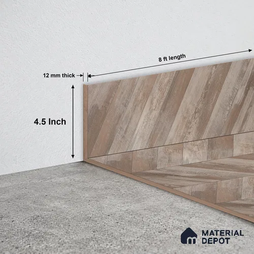 MDF Skirting TF 00468 H | 8 ft x 4.5 Inch | Compatible for Laminate Wood Floor LF 00302 E | Clean Edge Cover for Floor-Wall Gap