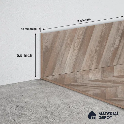 MDF Skirting TF 00468 J | 8 ft x 5.5 Inch | Compatible for Laminate Wood Floor LF 00302 E | Clean Edge Cover for Floor-Wall Gap