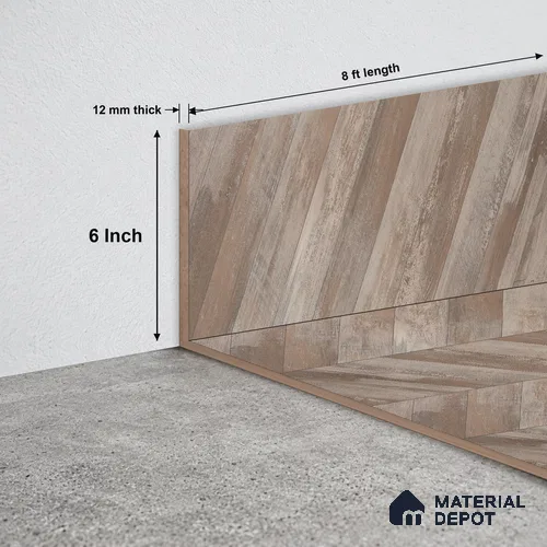 MDF Skirting TF 00468 K | 8 ft x 6 Inch | Compatible for Laminate Wood Floor LF 00302 E | Clean Edge Cover for Floor-Wall Gap