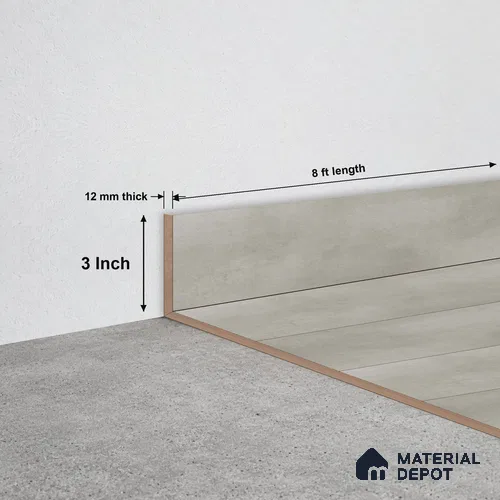MDF Skirting TF 00461 E | 8 ft x 3 Inch | Compatible for Laminate Wood Floor SP 00088