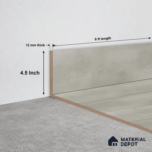 MDF Skirting TF 00461 H | 8 ft x 4.5 Inch | Compatible for Laminate Wood Floor SP 00088