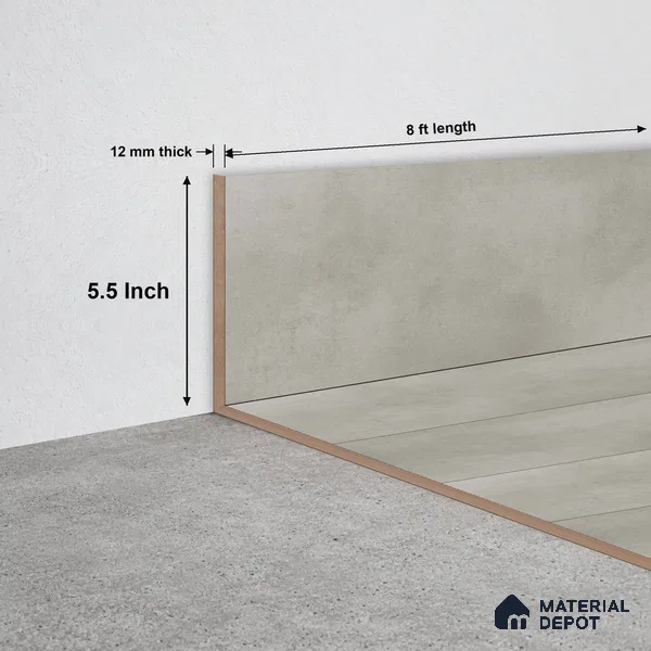 MDF Skirting  TF 00461 J | 8 ft x 5.5 Inch | Compatible for Laminate Wood Floor SP 00088