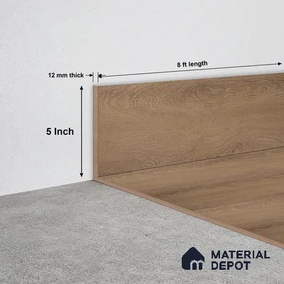 MDF Skirting  TF 00464 I | 8 ft x 5 Inch | Compatible for Laminate Wood Floor SP 00090 B