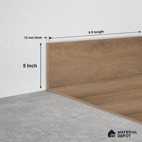 MDF Skirting  TF 00464 I | 8 ft x 5 Inch | Compatible for Laminate Wood Floor SP 00090 B