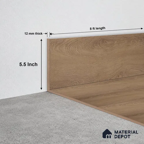 MDF Skirting TF 00464 J | 8 ft x 5.5 Inch | Compatible for Laminate Wood Floor SP 00090 B