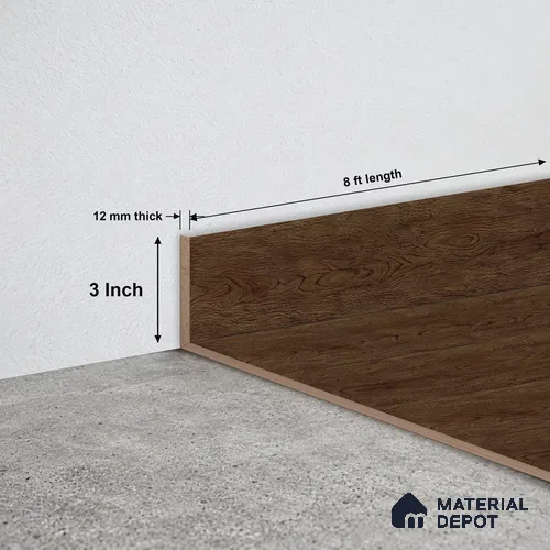MDF Skirting Basic TF 00183 E | 8 ft x 3 Inch | Compatible for Laminate Wood Floor LF 00318 B | Clean Edge Cover for Floor-Wall Gap