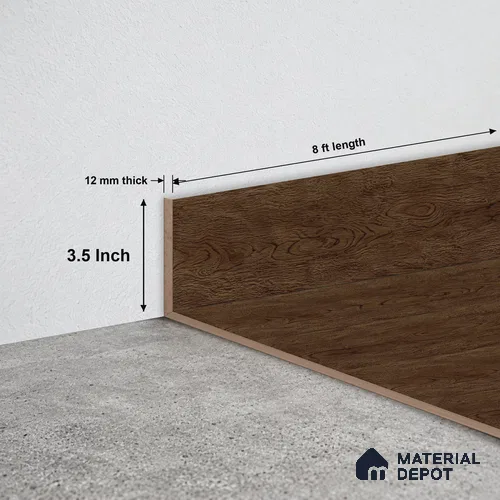 MDF Skirting Basic TF 00183 F | 8 ft x 3.5 Inch | Compatible for Laminate Wood Floor LF 00318 B | Clean Edge Cover for Floor-Wall Gap