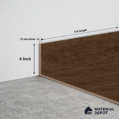 MDF Skirting Basic TF 00183 G | 8 ft x 4 Inch | Compatible for Laminate Wood Floor LF 00318 B | Clean Edge Cover for Floor-Wall Gap