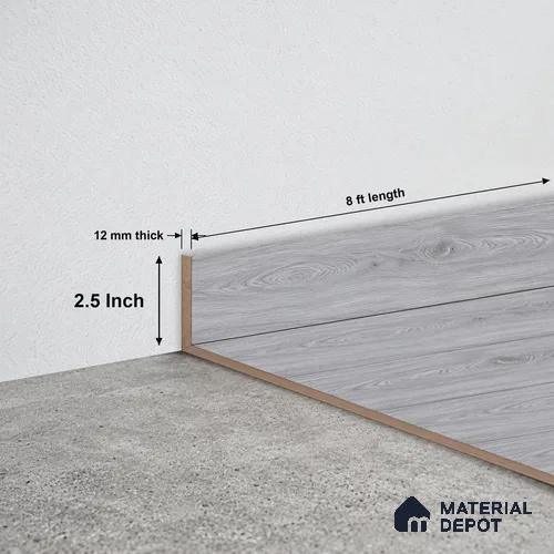 MDF Skirting Basic TF 00184 D | 8 ft x 2.5 Inch | Compatible for Laminate Wood Floor LF 00318 C | Clean Edge Cover for Floor-Wall Gap