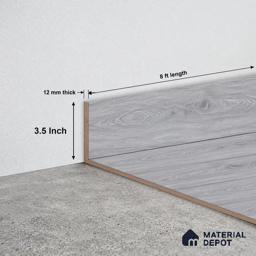 MDF Skirting Basic TF 00184 F | 8 ft x 3.5 Inch | Compatible for Laminate Wood Floor LF 00318 C | Clean Edge Cover for Floor-Wall Gap