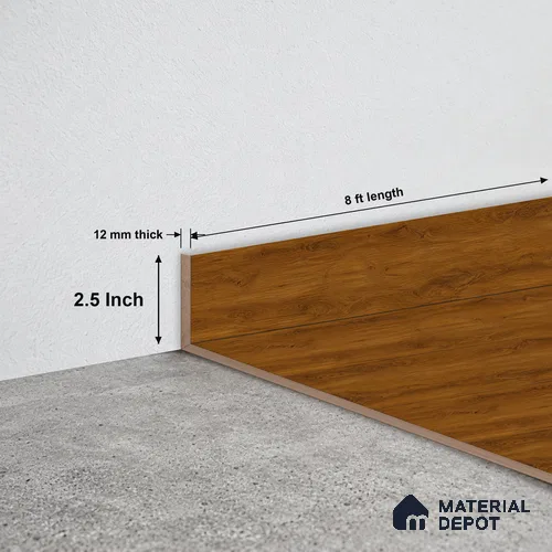 MDF Skirting Basic TF 00185 D | 8 ft x 2.5 Inch | Compatible for Laminate Wood Floor LF 00318 D | Clean Edge Cover for Floor-Wall Gap