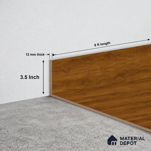 MDF Skirting Basic TF 00185 F | 8 ft x 3.5 Inch | Compatible for Laminate Wood Floor LF 00318 D | Clean Edge Cover for Floor-Wall Gap