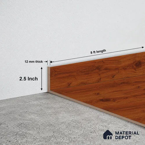 MDF Skirting Basic TF 00186 D | 8 ft x 2.5 Inch | Compatible for Laminate Wood Floor LF 00318 E | Clean Edge Cover for Floor-Wall Gap