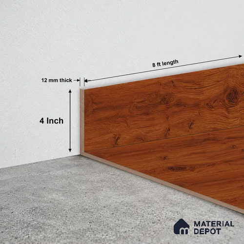 MDF Skirting Basic TF 00186 G | 8 ft x 4 Inch | Compatible for Laminate Wood Floor LF 00318 E | Clean Edge Cover for Floor-Wall Gap