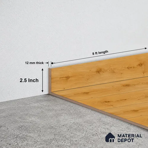 MDF Skirting Basic TF 00187 D | 8 ft x 2.5 Inch | Compatible for Laminate Wood Floor LF 00318 F | Clean Edge Cover for Floor-Wall Gap