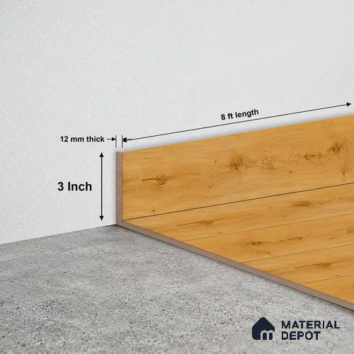 MDF Skirting Basic TF 00187 E | 8 ft x 3 Inch | Compatible for Laminate Wood Floor LF 00318 F | Clean Edge Cover for Floor-Wall Gap