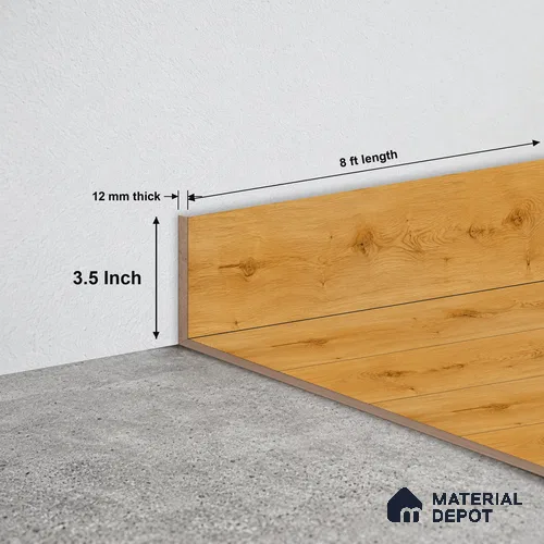 MDF Skirting Basic TF 00187 F | 8 ft x 3.5 Inch | Compatible for Laminate Wood Floor LF 00318 F | Clean Edge Cover for Floor-Wall Gap