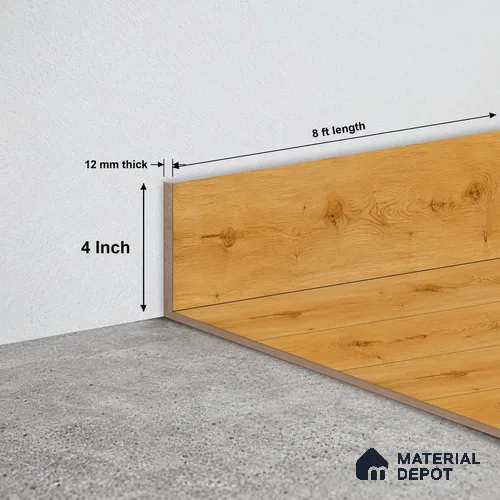 MDF Skirting Basic TF 00187 G | 8 ft x 4 Inch | Compatible for Laminate Wood Floor LF 00318 F | Clean Edge Cover for Floor-Wall Gap