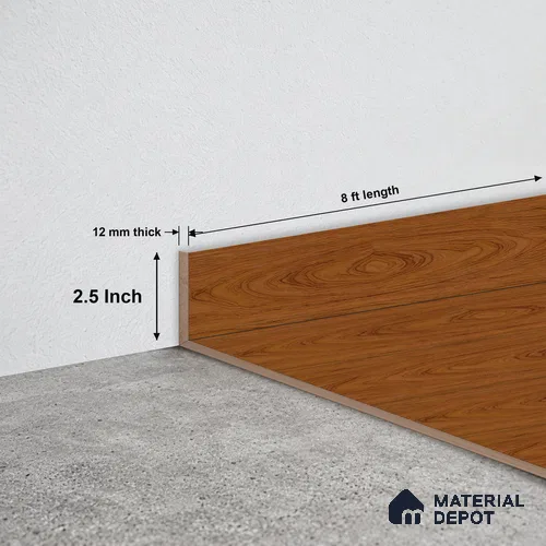 MDF Skirting Basic TF 00189 D | 8 ft x 2.5 Inch | Compatible for Laminate Wood Floor LF 00319 B | Clean Edge Cover for Floor-Wall Gap