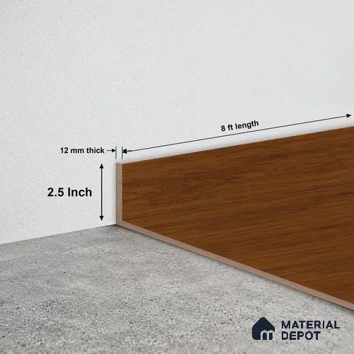 MDF Skirting Basic TF 00190 D | 8 ft x 2.5 Inch | Compatible for Laminate Wood Floor LF 00319 C | Clean Edge Cover for Floor-Wall Gap