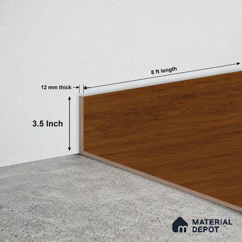 MDF Skirting Basic TF 00190 F | 8 ft x 3.5 Inch | Compatible for Laminate Wood Floor LF 00319 C | Clean Edge Cover for Floor-Wall Gap
