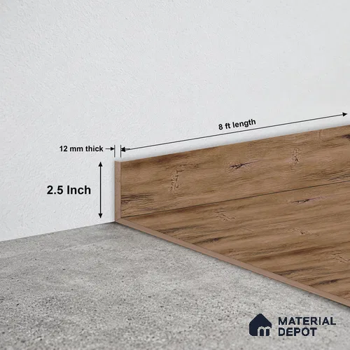 MDF Skirting Basic TF 00191 D | 8 ft x 2.5 Inch | Compatible for Laminate Wood Floor LF 00319 D | Clean Edge Cover for Floor-Wall Gap