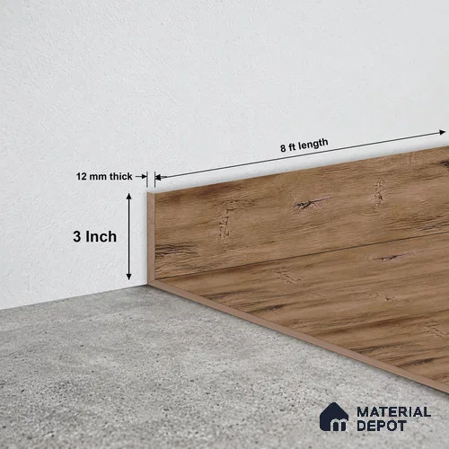MDF Skirting Basic TF 00191 E | 8 ft x 3 Inch | Compatible for Laminate Wood Floor LF 00319 D | Clean Edge Cover for Floor-Wall Gap