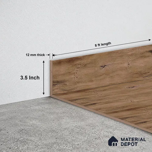 MDF Skirting Basic TF 00191 F | 8 ft x 3.5 Inch | Compatible for Laminate Wood Floor LF 00319 D | Clean Edge Cover for Floor-Wall Gap
