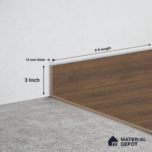 MDF Skirting Basic TF 00192 E | 8 ft x 3 Inch | Compatible for Laminate Wood Floor LF 00319 E | Clean Edge Cover for Floor-Wall Gap
