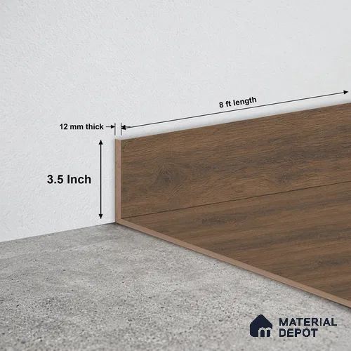 MDF Skirting Basic TF 00192 F | 8 ft x 3.5 Inch | Compatible for Laminate Wood Floor LF 00319 E | Clean Edge Cover for Floor-Wall Gap