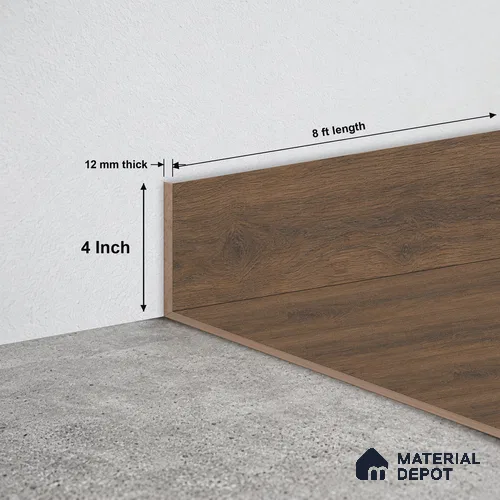 MDF Skirting Basic TF 00192 G | 8 ft x 4 Inch | Compatible for Laminate Wood Floor LF 00319 E | Clean Edge Cover for Floor-Wall Gap