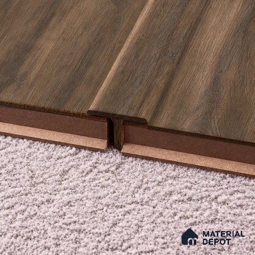 MDF T Profile Basic TF 00192 Q | 8 ft x 25 mm x 12 mm | Compatible for Laminate Wood Floor LF 00319 E | Seamless Joint Between Two Rooms’ Flooring