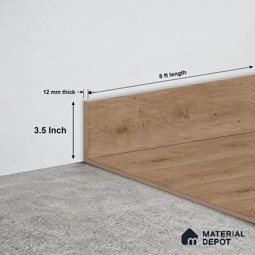 MDF Skirting Basic TF 00188 F | 8 ft x 3.5 Inch | Compatible for Laminate Wood Floor LF 00319 | Clean Edge Cover for Floor-Wall Gap