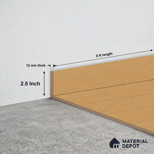 MDF Skirting Cheveron TF 00245 D | 8 ft x 2.5 Inch | Compatible for Laminate Wood Floor LF 00330 B | Clean Edge Cover for Floor-Wall Gap